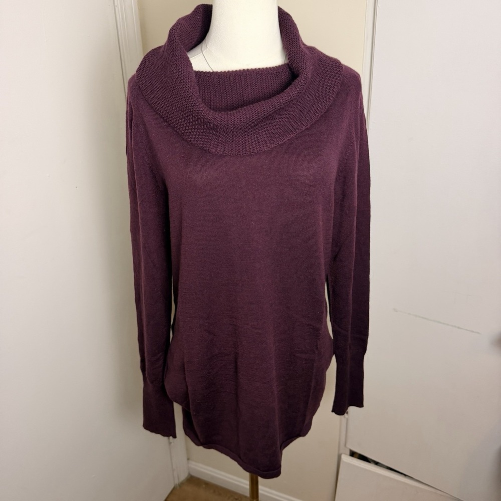 SMARTWOOL Burgundy 100% Merino Wool Cowl Neck Sweater Women's Size L - Picture 3 of 8